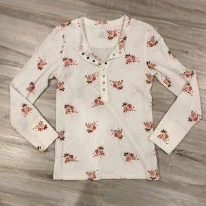 Aerie Floral Waffle Henley Shirt